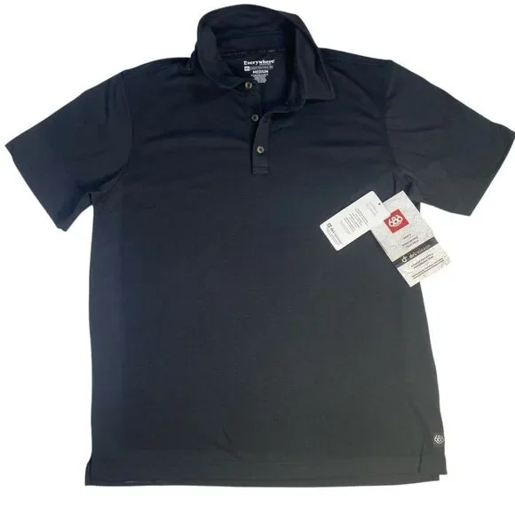 686 Men’s Everywhere Tech Polo Black Polo Shirt Size-Medium - Picture 1 of 13